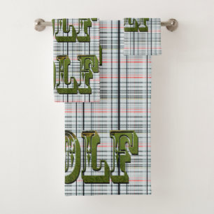 Logo De Golf Sur Tartan À Contrôle Blanc,