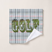 Logo De Golf Sur Tartan Blanc Vérifié, (Gant de toilette)