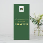 Logo de la carte de menu du petit déjeuner d'entre (Debout devant)