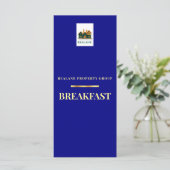 Logo de la carte de menu du petit déjeuner d'entre (Debout devant)