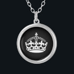 Logo de la couronne royale Collier plaqué argent<br><div class="desc">Logo de la couronne royale Collier plaqué argent. Couleurs personnalisées.</div>