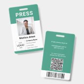 Logo de la presse Photo Code QR Badge professionne (Avant & arrière)