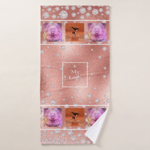 Logo de la société rose or photo collage luxueux