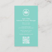 Logo de la tortue de mer et Carte de visite Turquo (Dos)