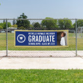 Logo de l'école Graduation Photo Bleu or Bannière (En situation)