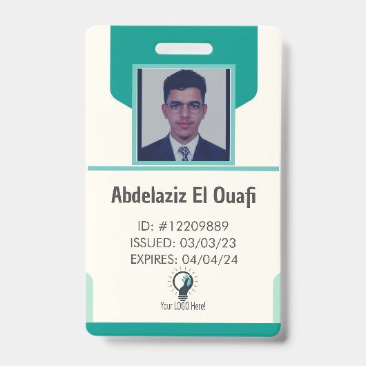 Logo de l'employé personnalisé et badge photo (Face)