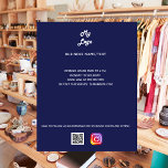Logo de l'entreprise code qr instagram texte perso<br><div class="desc">Arrière - plan bleu marine,  texte blanc. Personnalisez et ajoutez votre logo,  nom,  adresse,  votre texte,  votre propre code QR à votre compte instagram.</div>