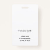 Logo de l'entreprise employé - Badge d'ID photo (Dos)