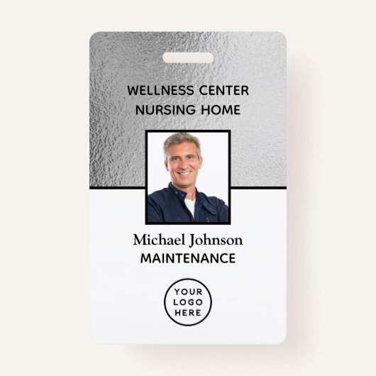 Logo de l'entreprise ID photo Badge d'employé blan (Devant)