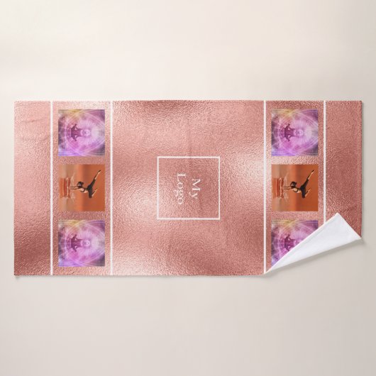 Logo de l'entreprise rose or photo collage entrepr (Serviette de bain)