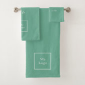 Logo de l'entreprise serviette de bain verte texte (En situation)