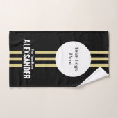 Logo de l'équipe sportive personnalisée noire, nom (Serviette à main)