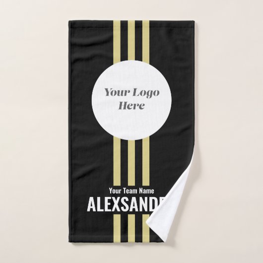 Logo de l'équipe sportive personnalisée noire, nom (Serviette à main)