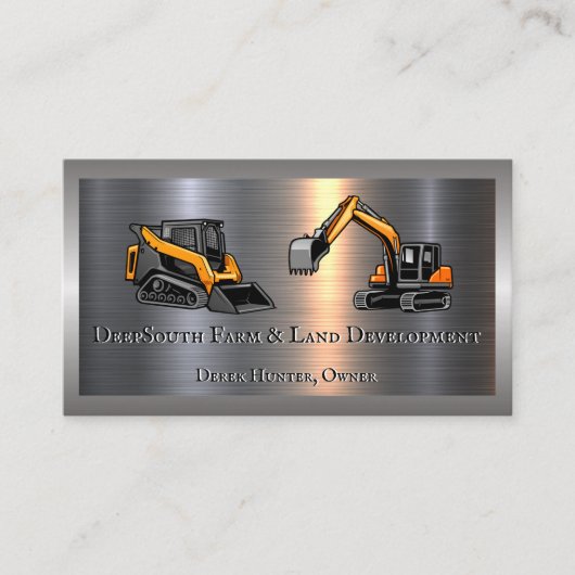 Logo de l'excavateur | Carte de visite métallique (Devant)