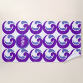 Logo de l'onde violette serviette de plage Monogra (Devant)
