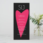 Logo de mariage gras cœur noir blanc Menu du dîner (Debout devant)