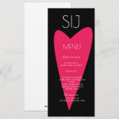 Logo de mariage gras cœur noir blanc Menu du dîner (Devant / Derrière)