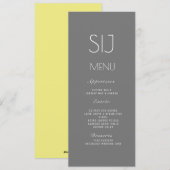 Logo de mariage gris jaune Menu de dîner simple (Devant / Derrière)