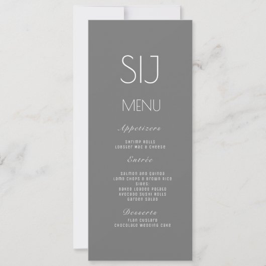 Logo de mariage gris jaune Menu de dîner simple (Devant)