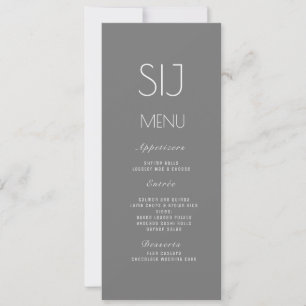 Logo de mariage gris jaune Menu de dîner simple