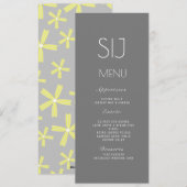 Logo de mariage gris jaune simple menu de dîner fl (Devant / Derrière)