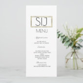 Logo de mariage Menu de dîner à bordure en faux or (Debout devant)