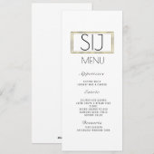 Logo de mariage Menu de dîner à bordure en faux or (Devant / Derrière)