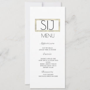Logo de mariage Menu de dîner à bordure en faux or
