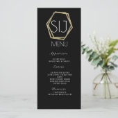 Logo de mariage Menu de dîner géo faux or minimali (Debout devant)
