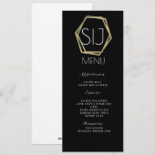 Logo de mariage Menu de dîner géo faux or minimali (Devant / Derrière)
