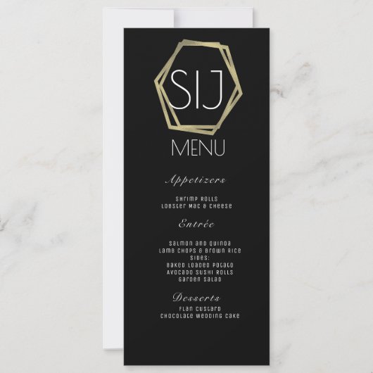 Logo de mariage Menu de dîner géo faux or minimali (Devant)