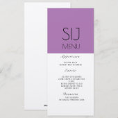 Logo de mariage simple bloc de couleur violet menu (Devant / Derrière)
