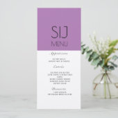 Logo de mariage simple bloc de couleur violet menu (Debout devant)