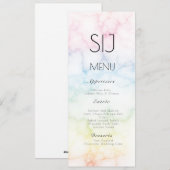 Logo de mariage simple menu de dîner en marbre bét (Devant / Derrière)