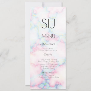 Logo de mariage simple menu de dîner en marbre bét