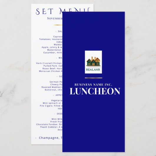 Logo de menu d'événement élégant pour mariage d'en (Devant / Derrière)
