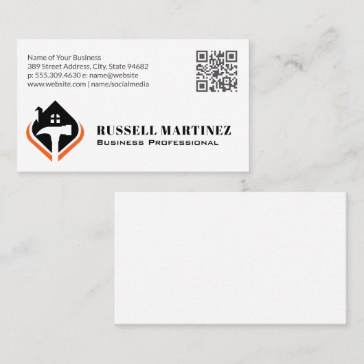 Logo de menuiserie | Carte de visite de code QR (Devant / Derrière)