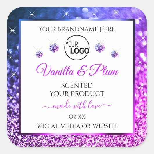 Logo de Parties scintillant rose violet Étiquettes (Devant)