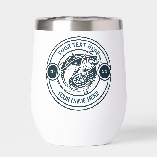 Logo de pêche Basse personnalisé Monogramme Rétro (Arrière)