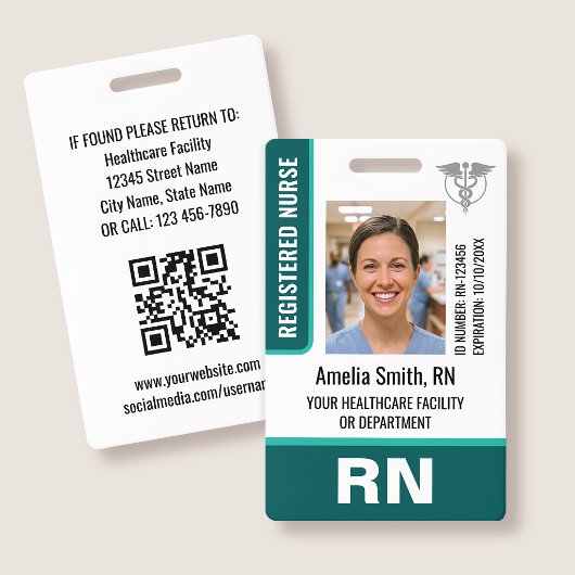 Logo de photo de badge d'identification d'infirmiè