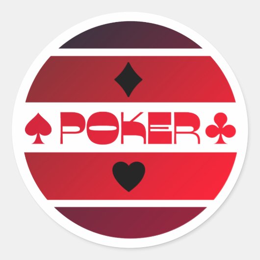 Logo de poker inverse rouge étiquette noir autocol (Devant)