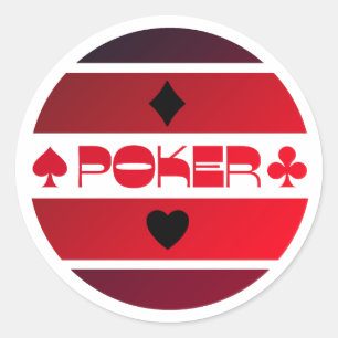 Logo de poker inverse rouge étiquette noir autocol