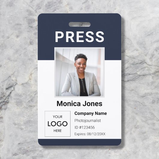 Logo de presse Photo Code QR Badge Professionnel