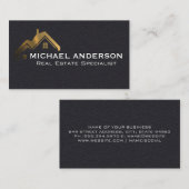 Logo de propriété Gold | Carte de visite en cuir (Devant / Derrière)