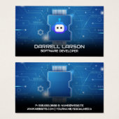 Logo de robot | Carte de circuit bleu (Devant & derrière)