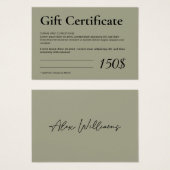 Logo de Sage moderne Certificat cadeau d'affaires (Devant & derrière)