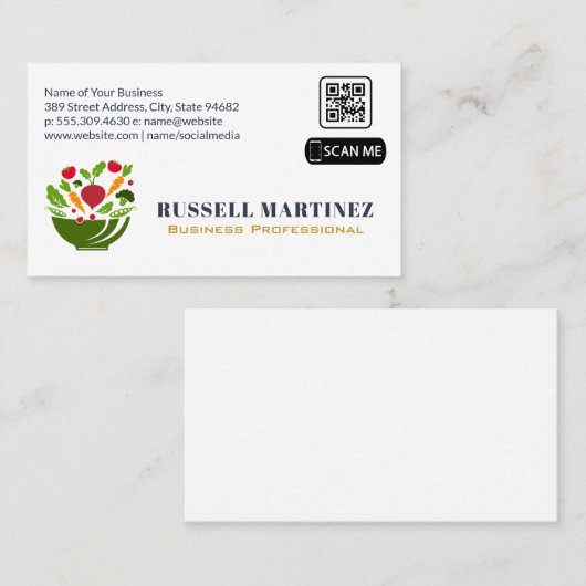 Logo de salade Bowl | Carte de visite de code QR (Devant / Derrière)