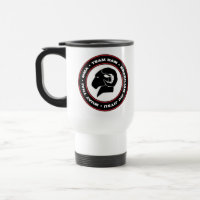 Logo de tasse de voyage, noir et rouge blanc de