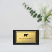 Logo de vache - Carte de visite Faux Gold Foil (Debout devant)