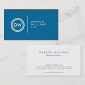 LOGO DE VOS INITIALES sur BLUE No. 2 Carte de visi (Devant / Derrière)